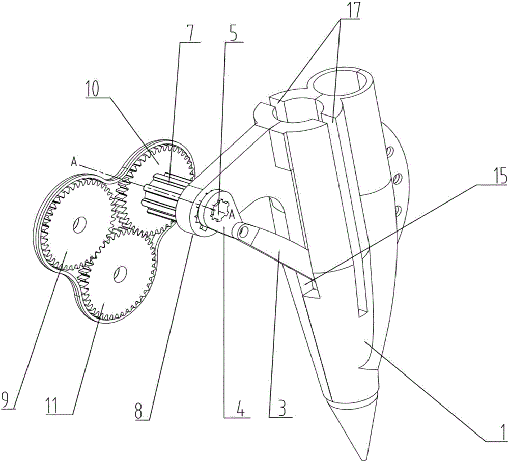 Mechanism for combining hole pricking work as well as ejecting and applying work of solid fertilizers