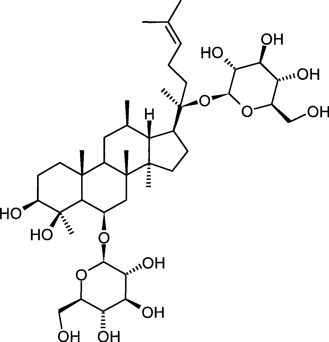 Ginseng saponin Rg1 and Rb1 in pseudo-ginseng and preparation of total saponin thereof