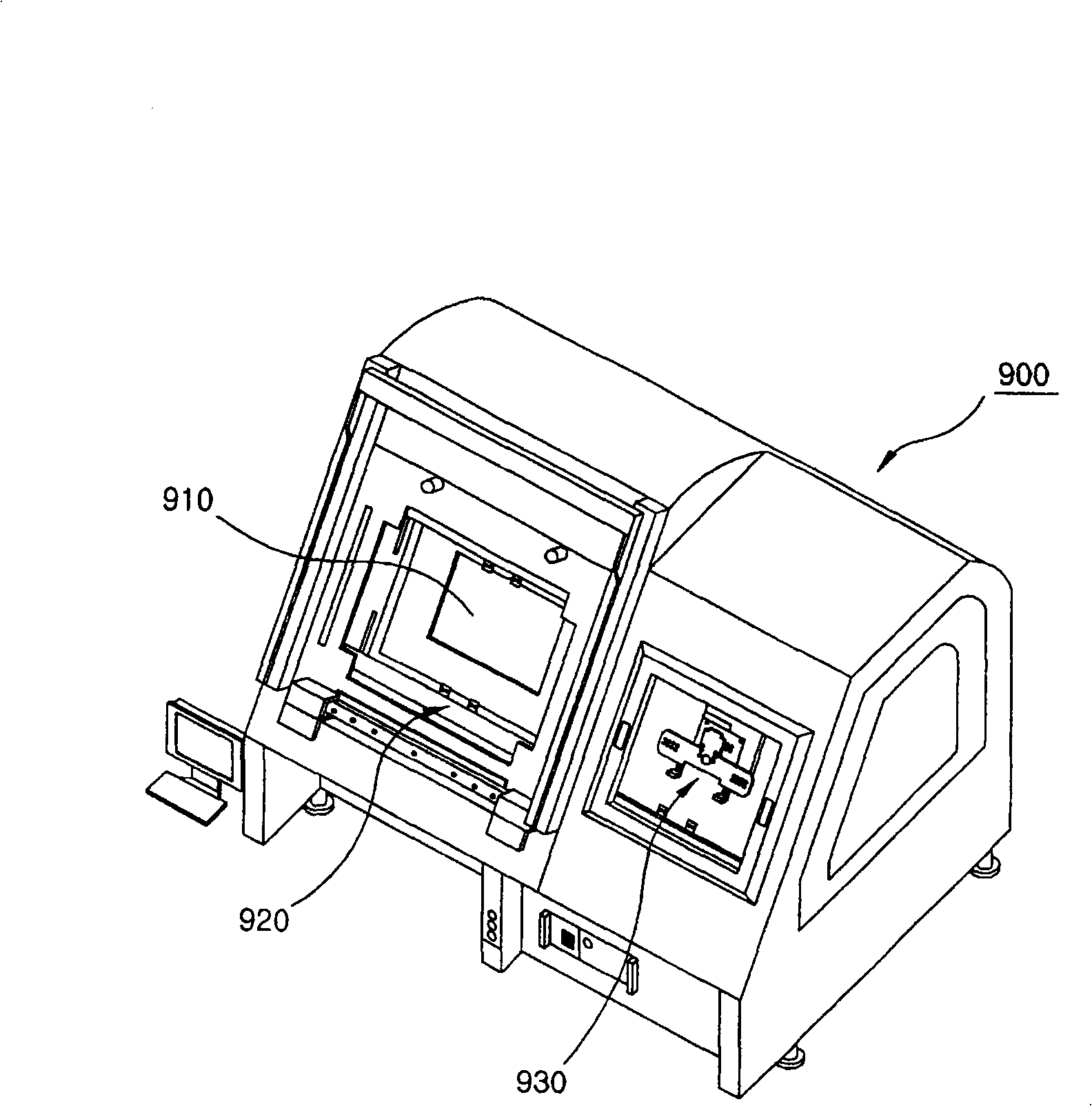 Plane display screen examination device