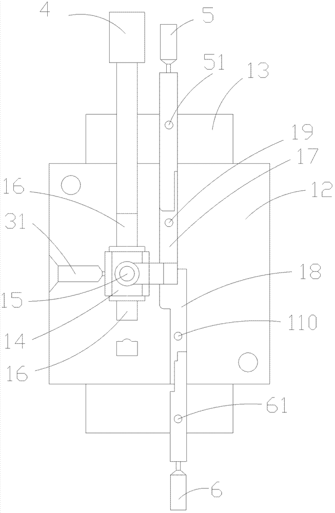 Wax injection mold for bent needle bar shaft casing