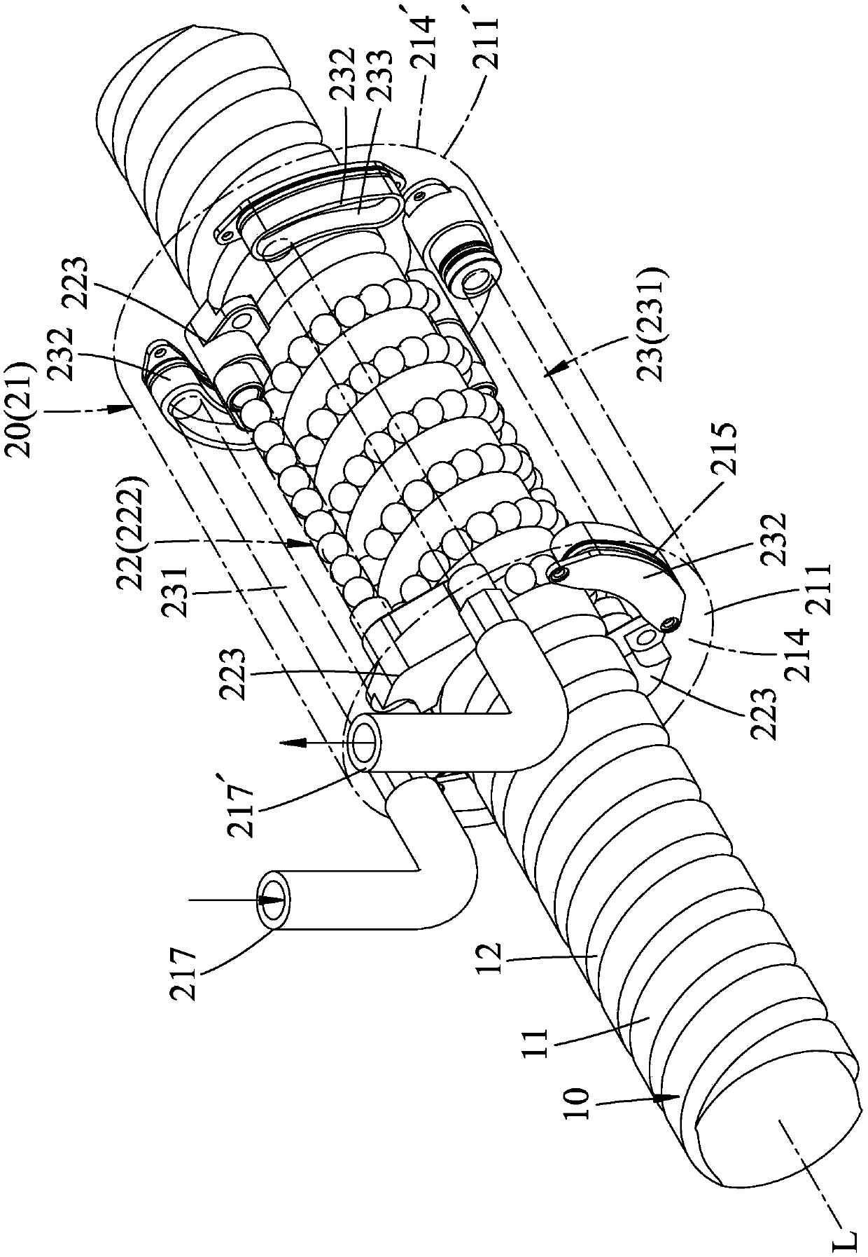 Cooling type ball screw device capable of being used for multi-thread opening circulation