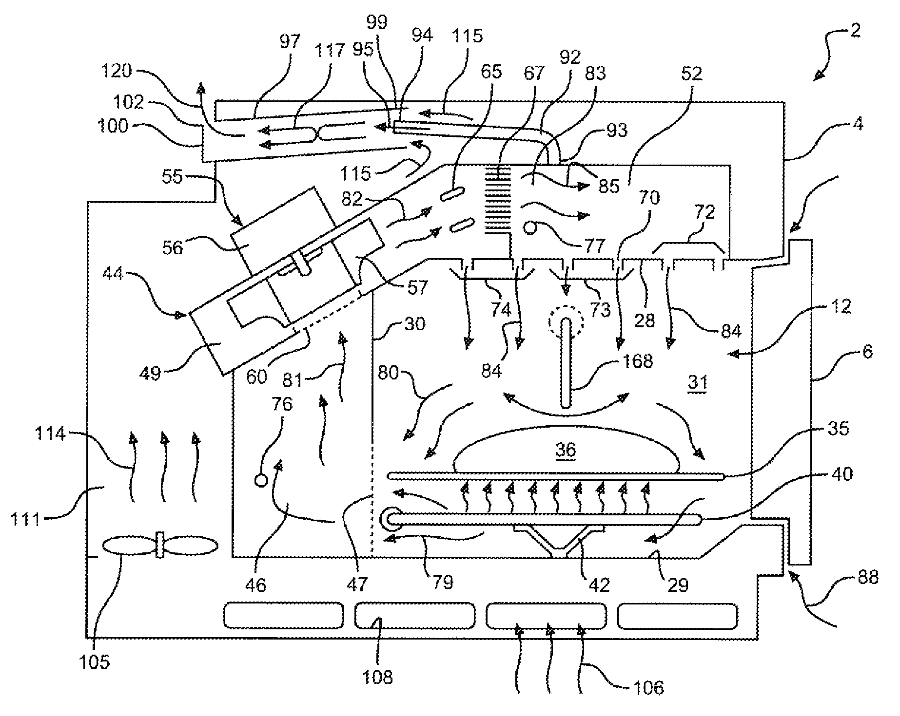 Temperature control for cooking appliance including combination heating system