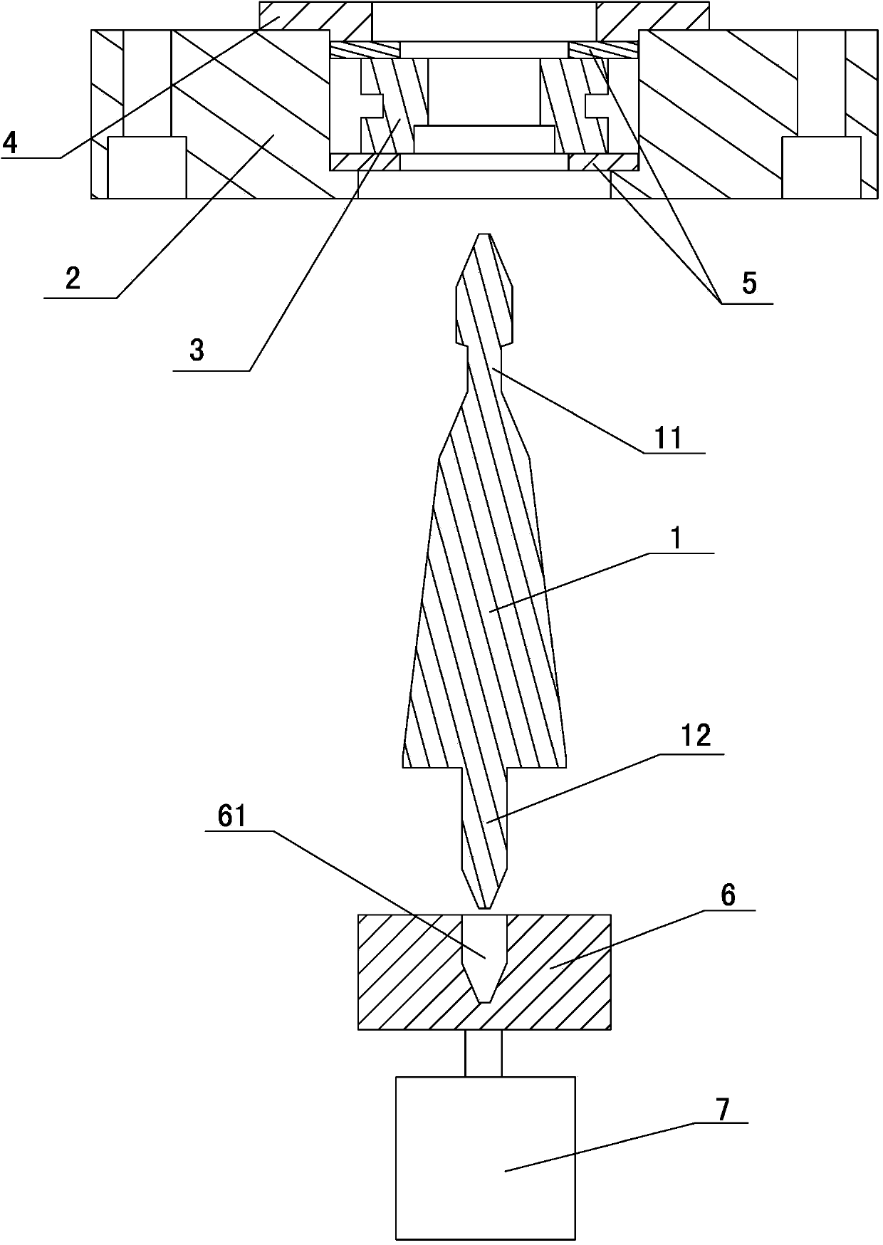 Automobile shock absorber piston wrapping film prepressing die