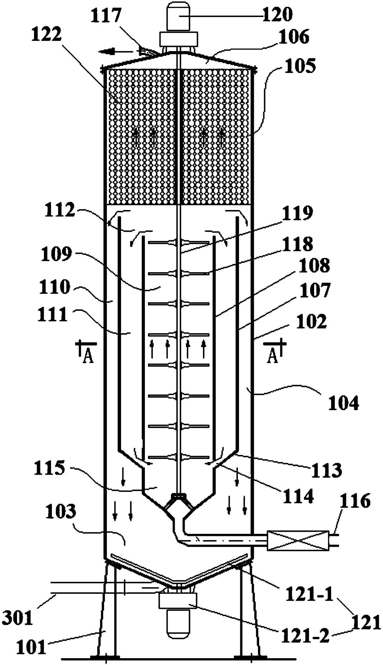 Circulating granulation fluidized bed device of low-temperature, low-turbidity, high-turbidity or high-alga water treatment