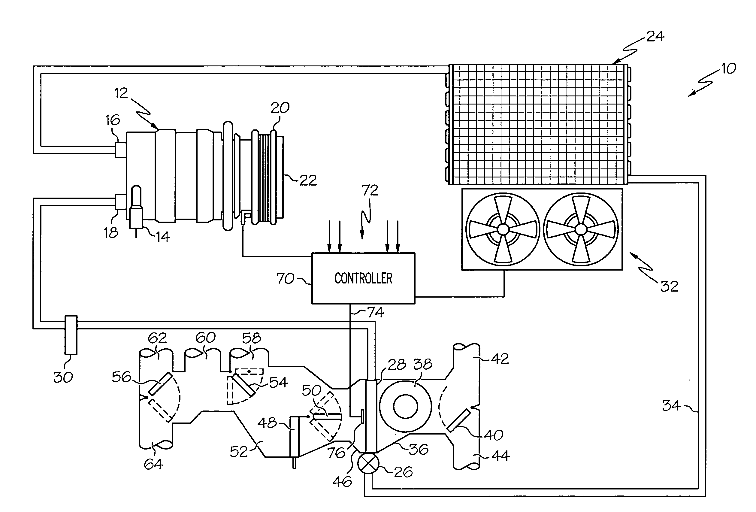 Control method for a variable displacement refrigerant compressor in a high-efficiency AC system