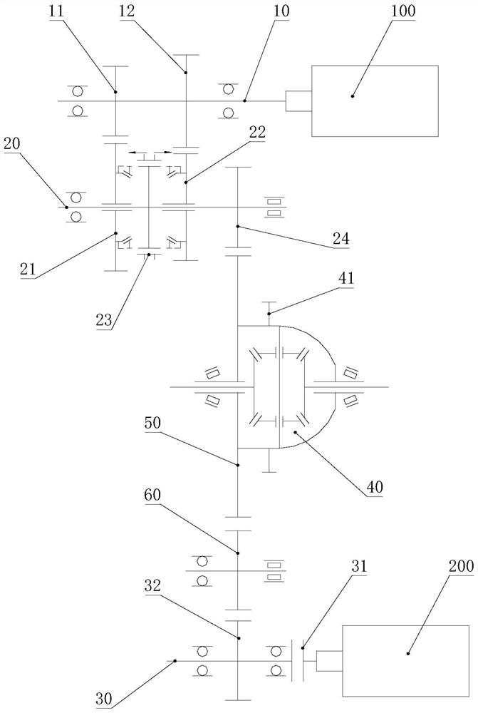 Transmission power transmission system, transmission and vehicle