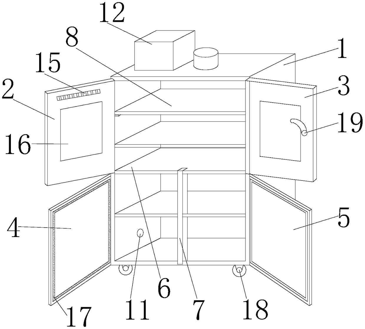 Medicine cabinet with drying function