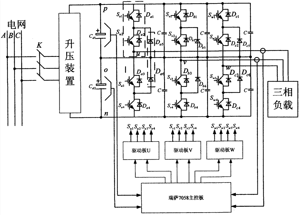 Three-level space vector modulation method under multiple coordinate systems