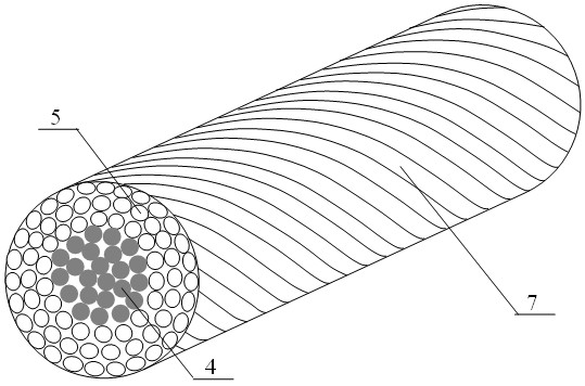 Spinning method and device for symmetrically covering rigid fiber filament by short fiber bundles