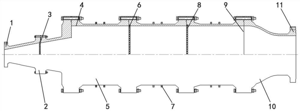 High-pressure gas flow rapid pressure reduction fairing device and method