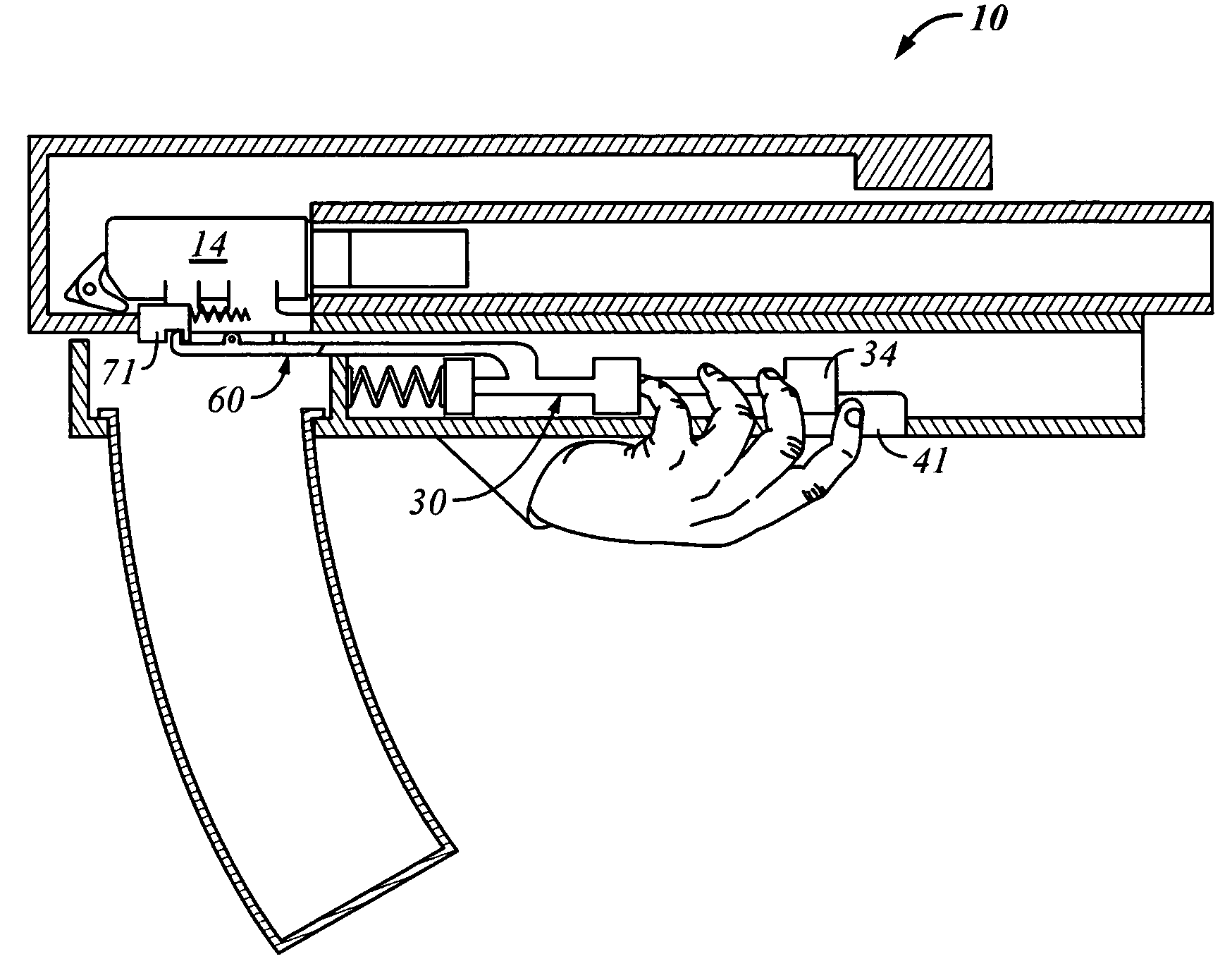 Forwardly-placed firearm fire control assembly