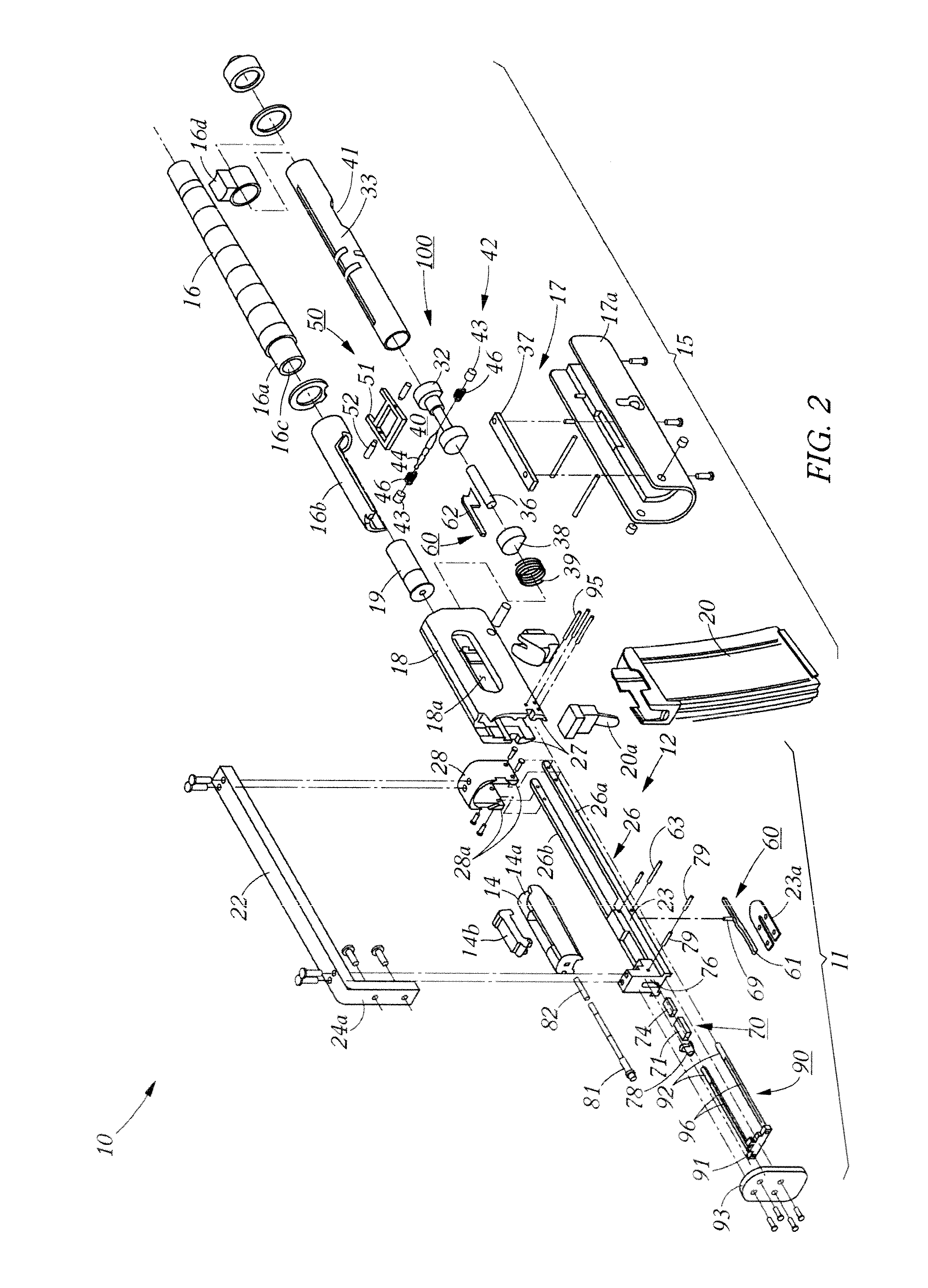 Forwardly-placed firearm fire control assembly