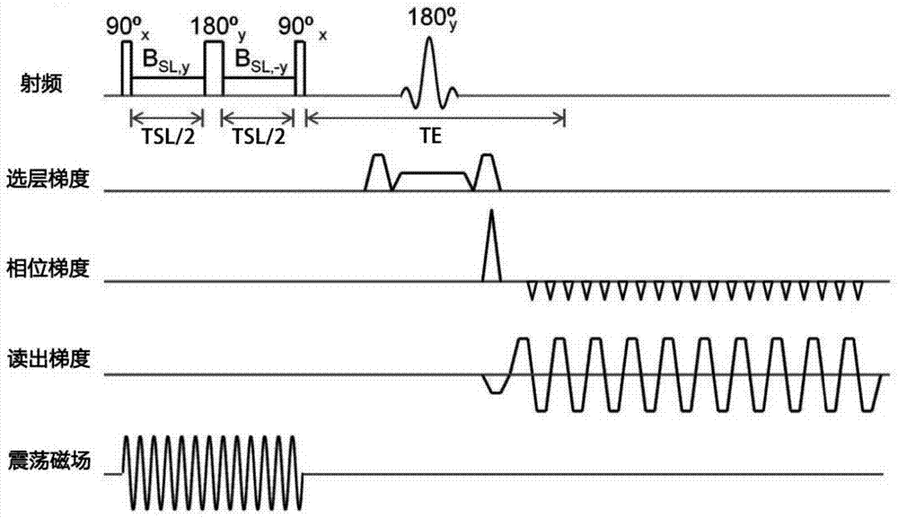 Magnetic resonance imaging method and application based on spin-locking technology to detect oscillating magnetic field