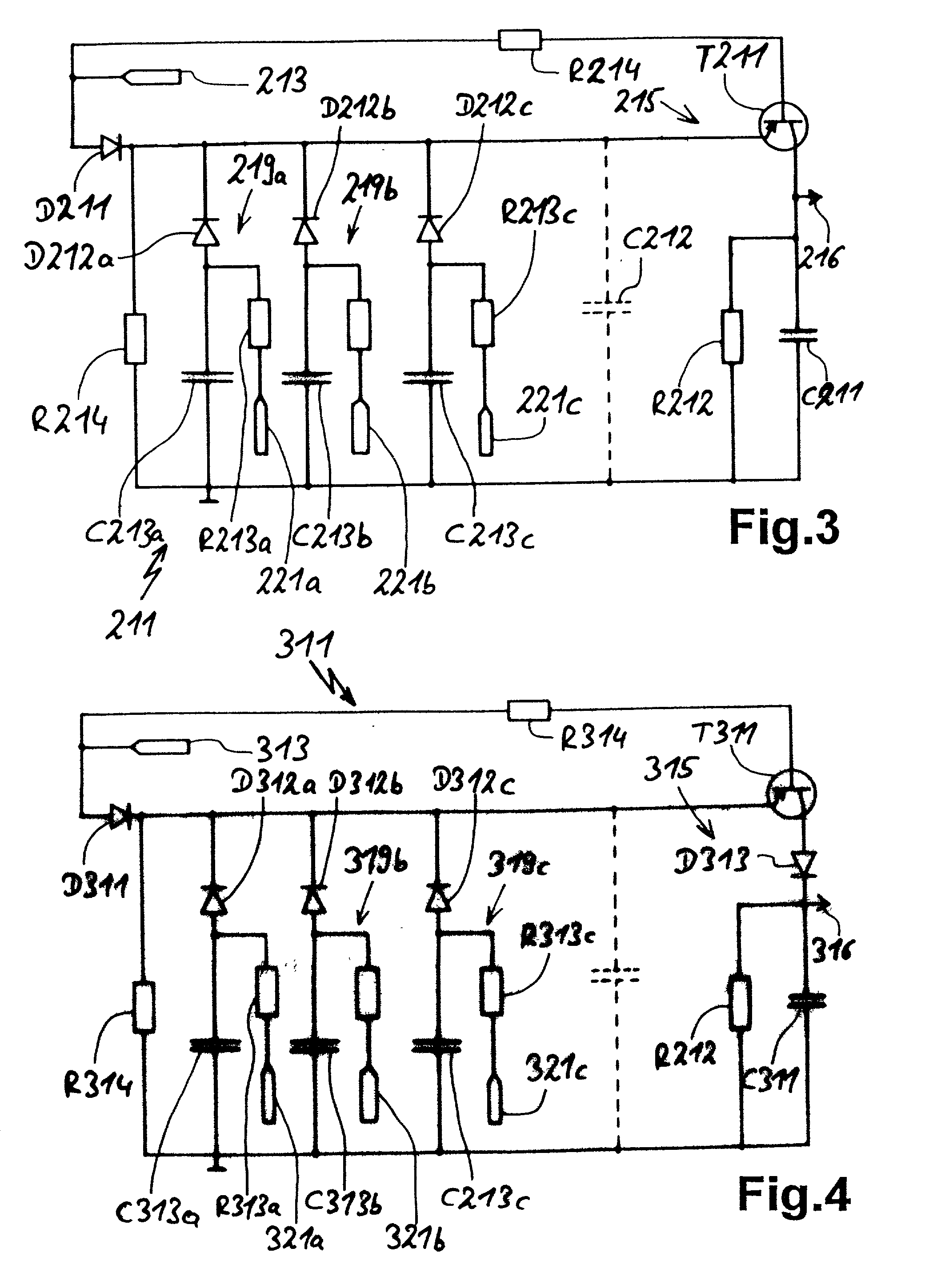 Circuit layout for several sensor elements