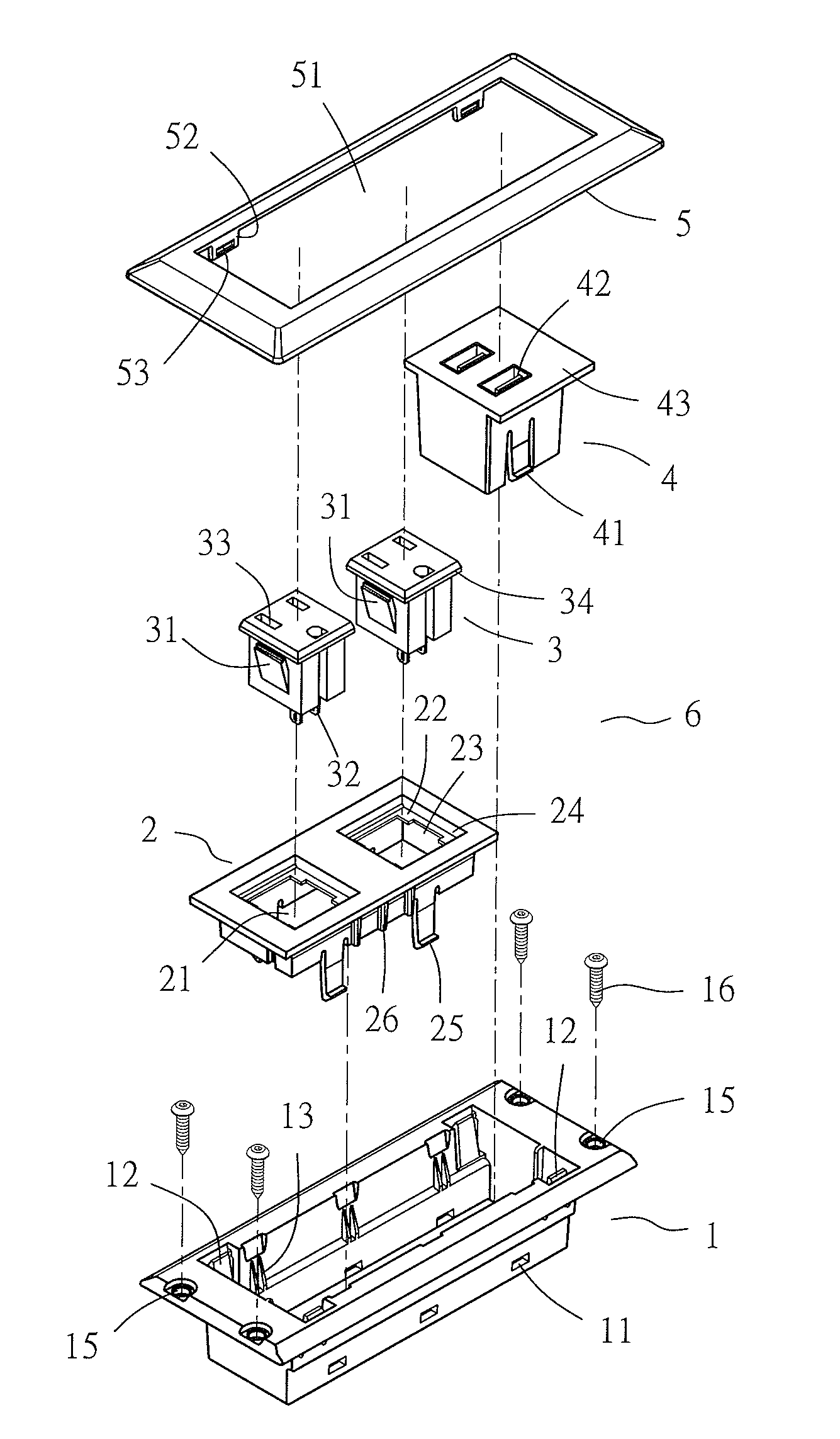 Power receptacle assembly