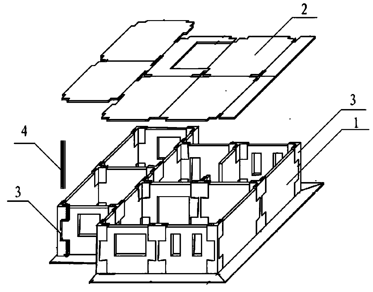 Tenon type connecting joint structure of low-rise fabricated composite wall house