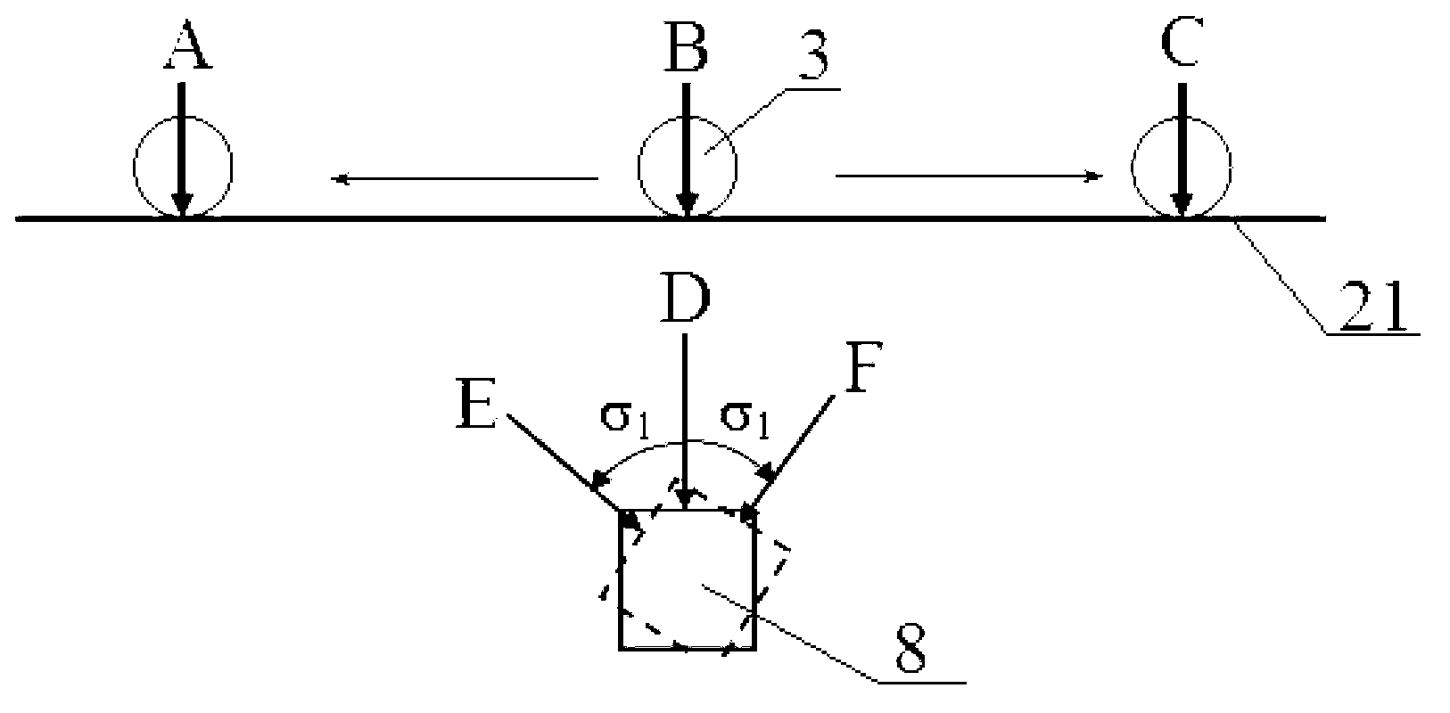 Testing device for simulating mechanical behaviors of gravel soil subgrade under reciprocating traffic moving load