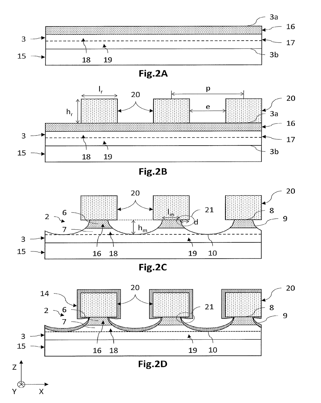 Process for producing an array of mesa-structured photodiodes