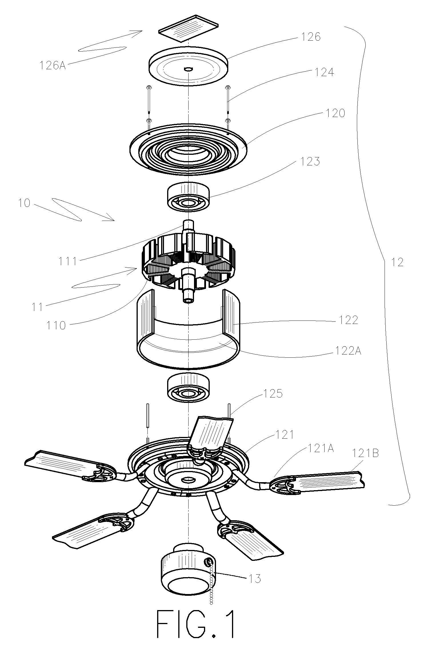 Integrated stator and rotor for a DC brushless ceiling fan motor