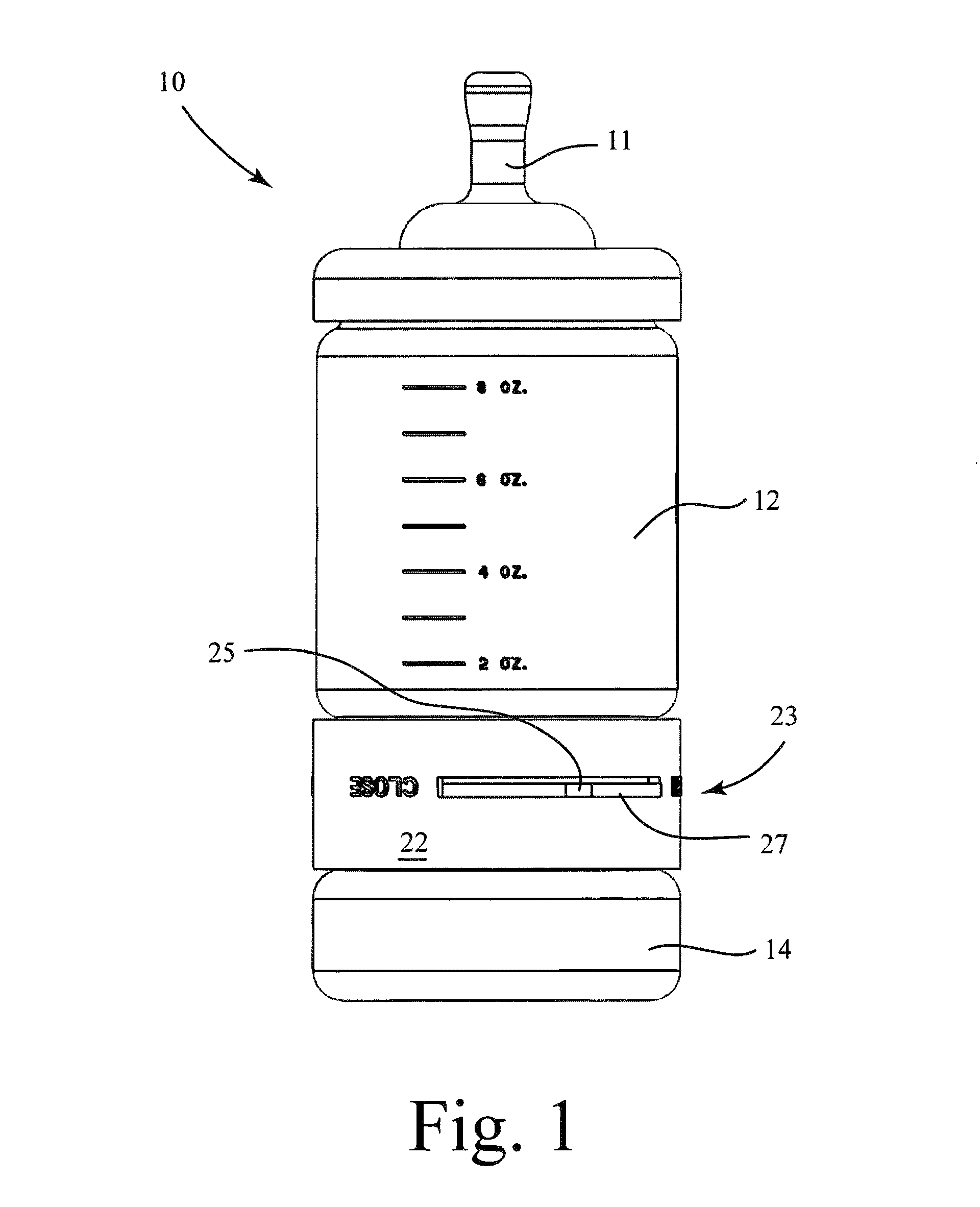 Compartmentalized baby bottle and associated method