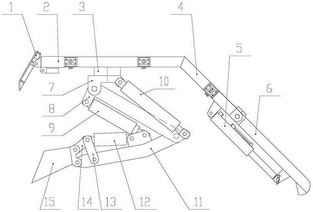 A raking device for coal mining shield support