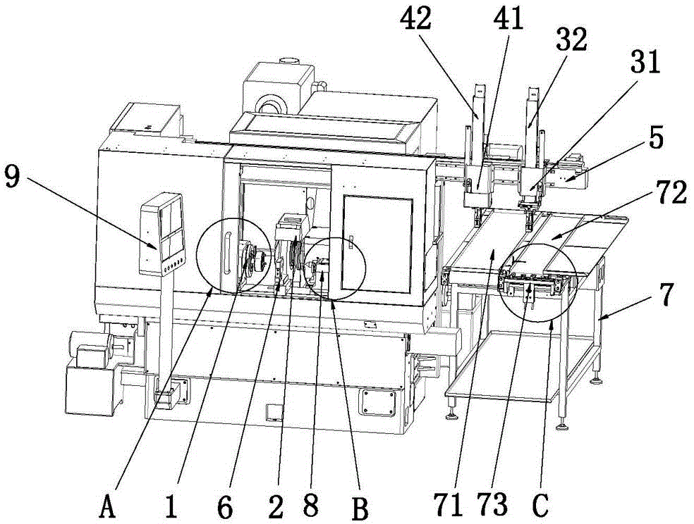 Full-automatic numerical control cylindrical grinder with manipulators capable of feeding and blanking