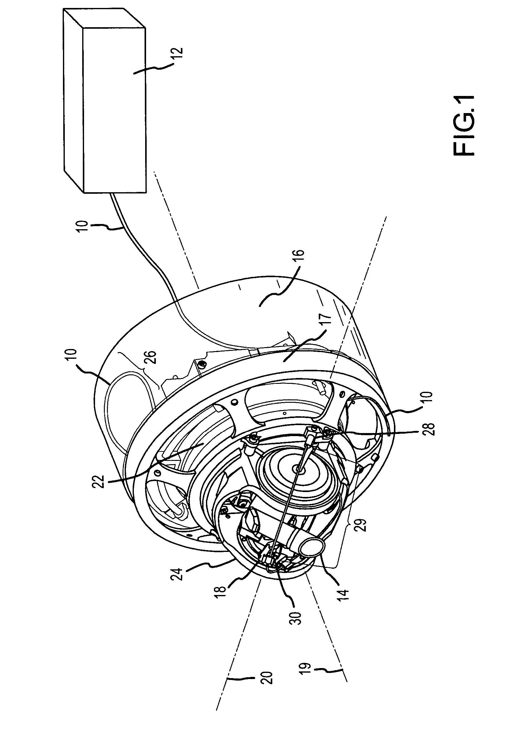 Optical fiber assembly wrapped across gimbal axes