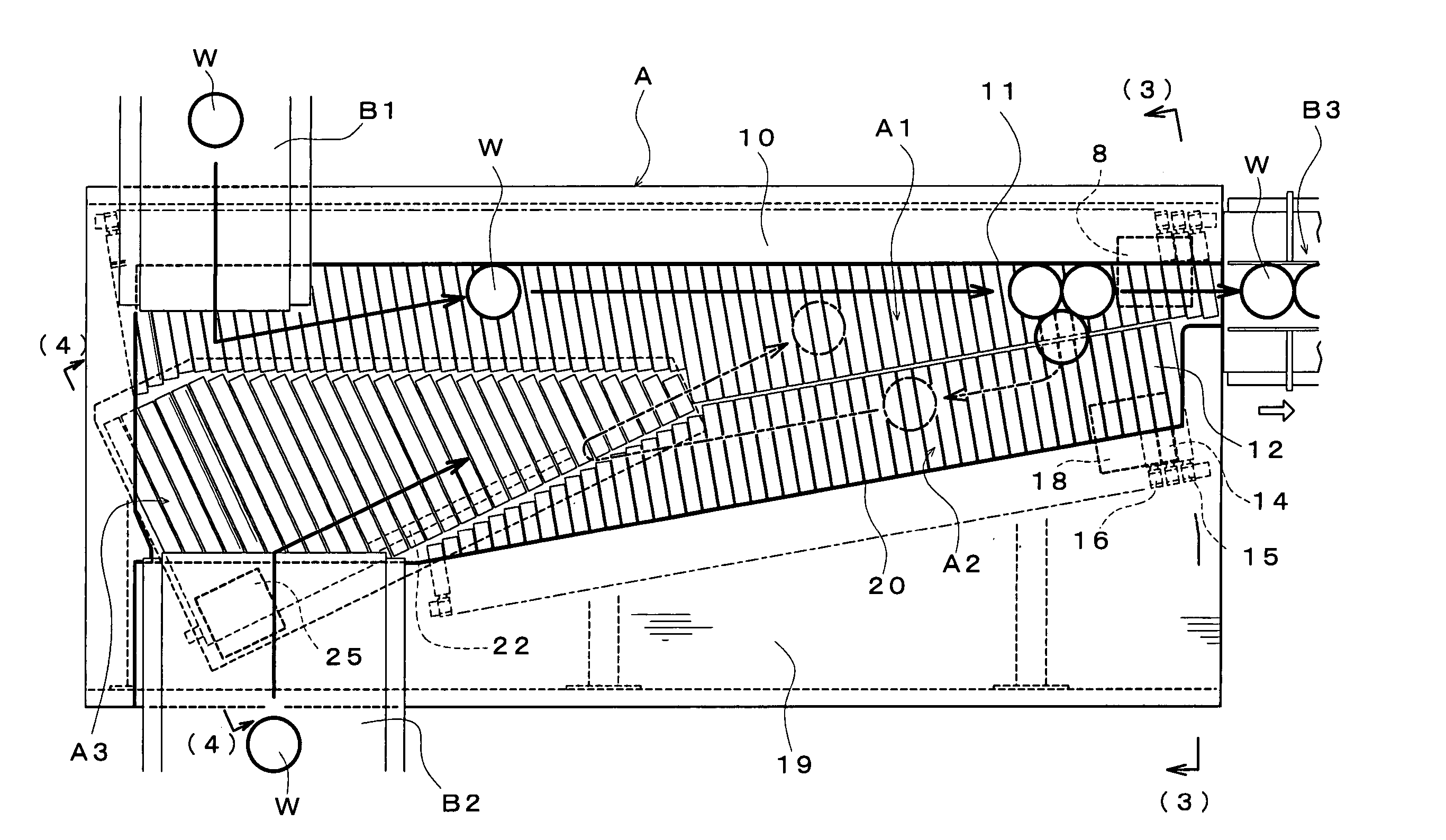 Circulation type line-up conveying apparatus