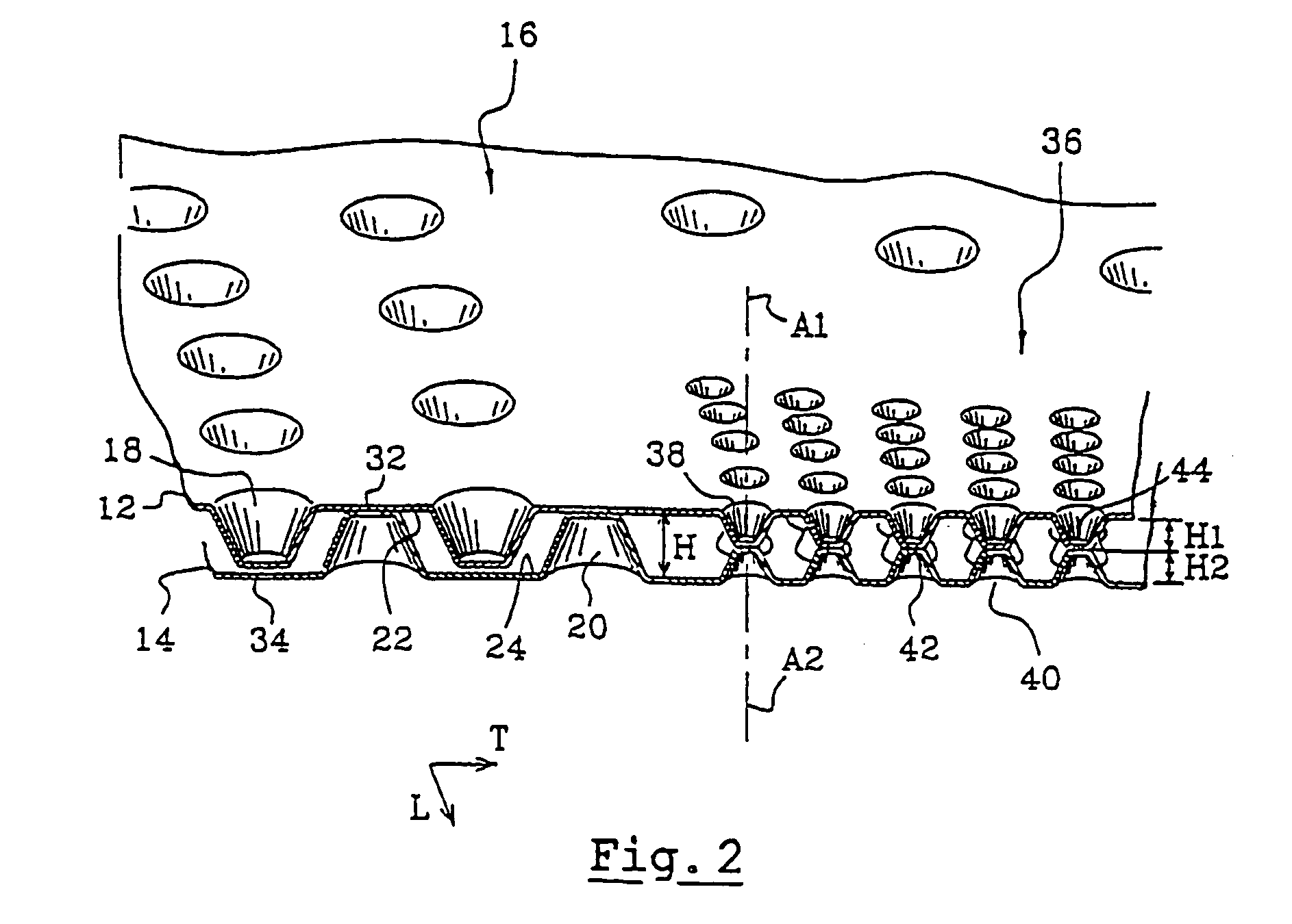 Sheet of absorbent creped paper, cylinder for embossing such a sheet and an embossing process