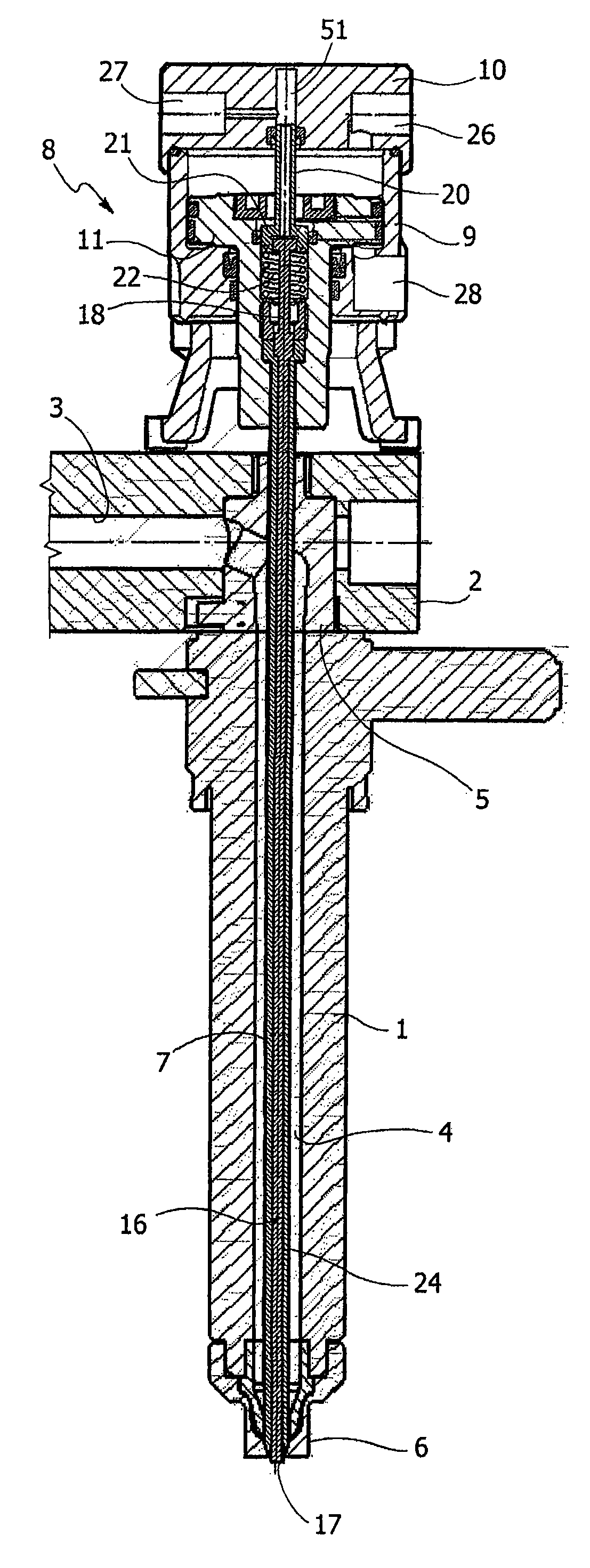 Injector for injection moulding of plastic materials