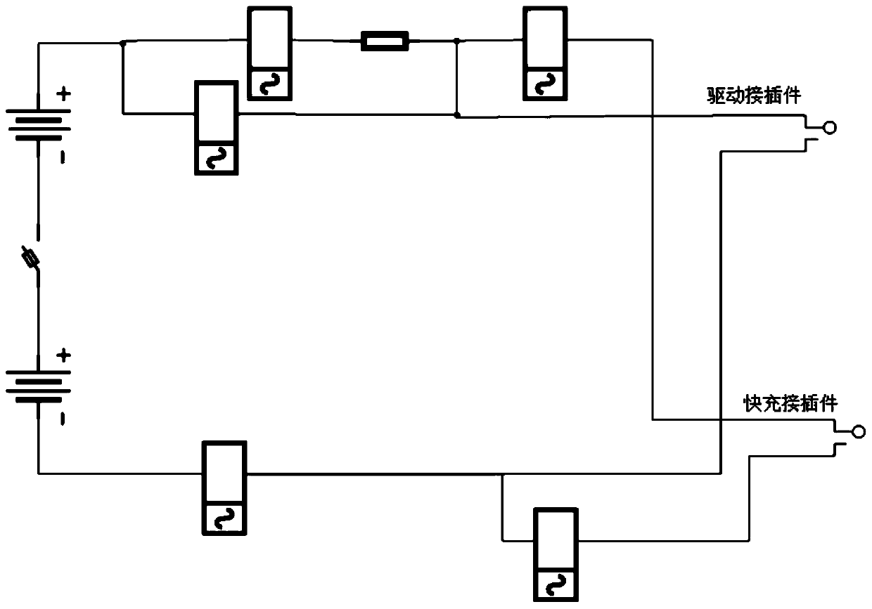 A battery pack topology device with high-voltage lines at both ends and its control method