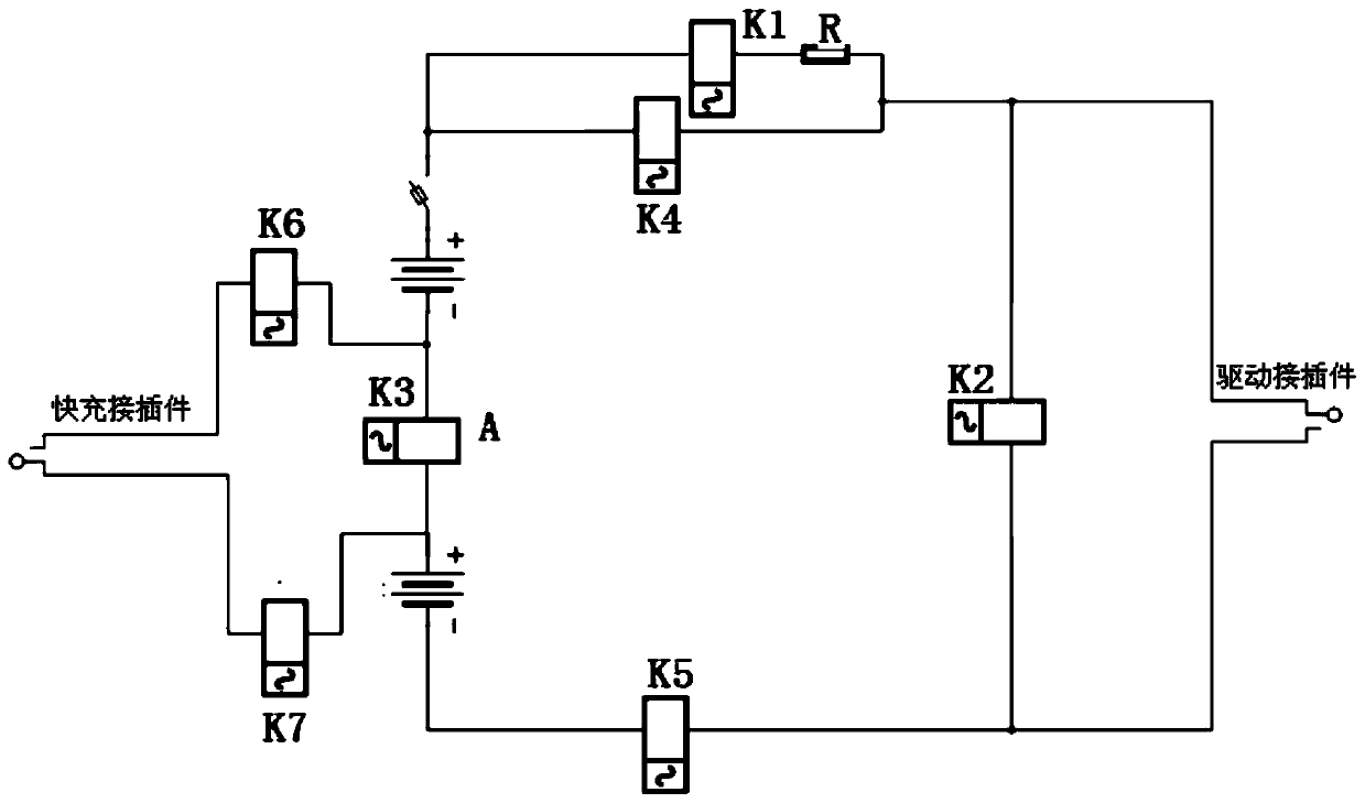 A battery pack topology device with high-voltage lines at both ends and its control method