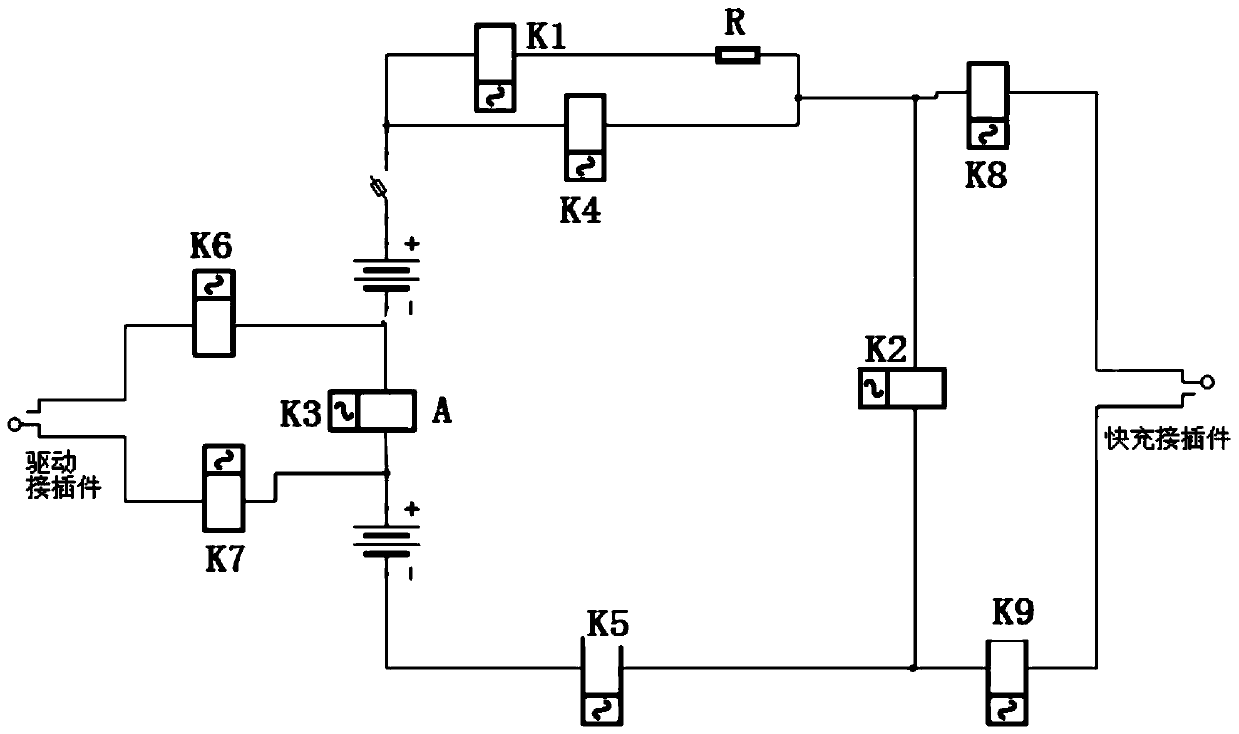 A battery pack topology device with high-voltage lines at both ends and its control method