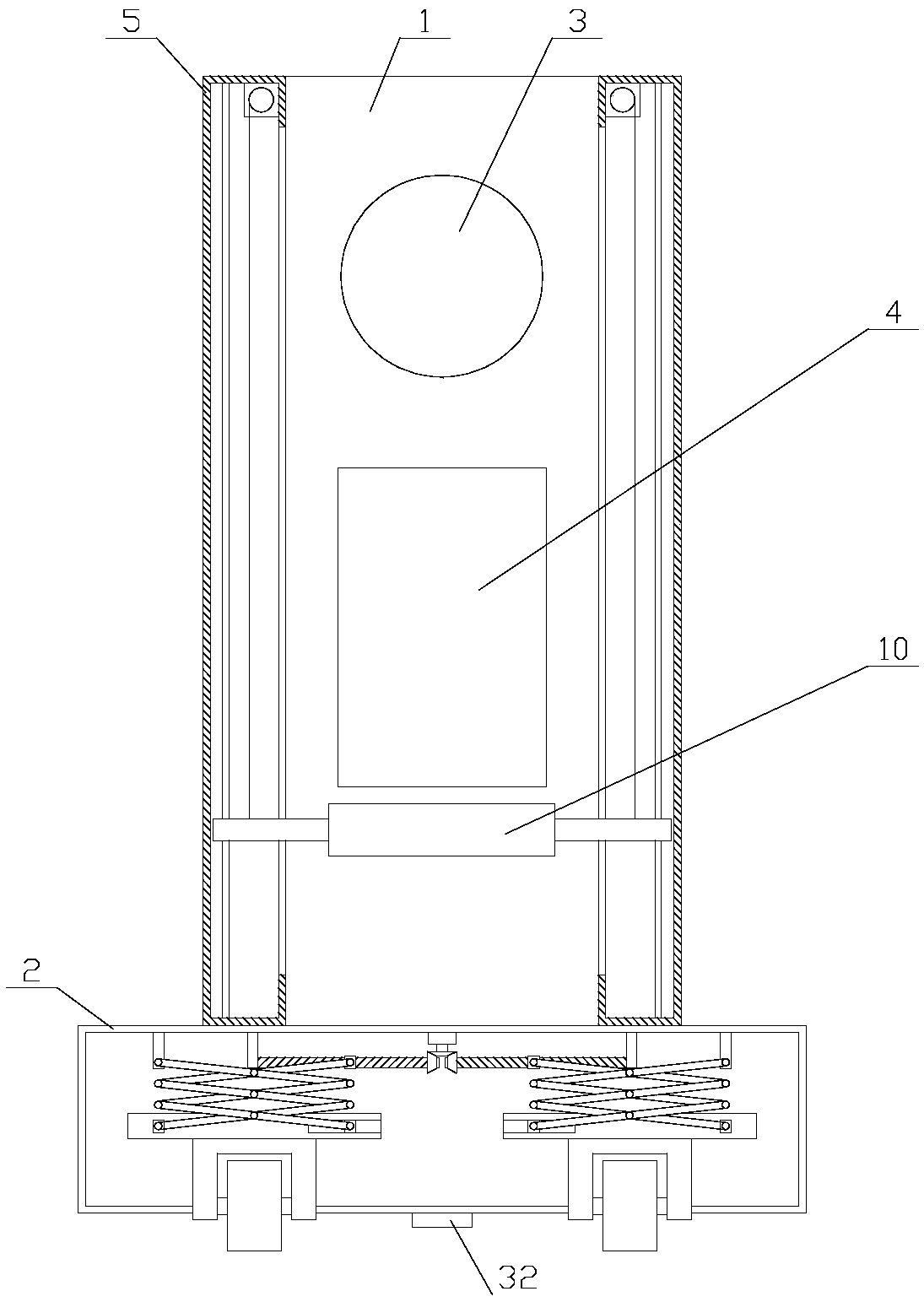 Automatic security robot with cleaning and height adjustment functions