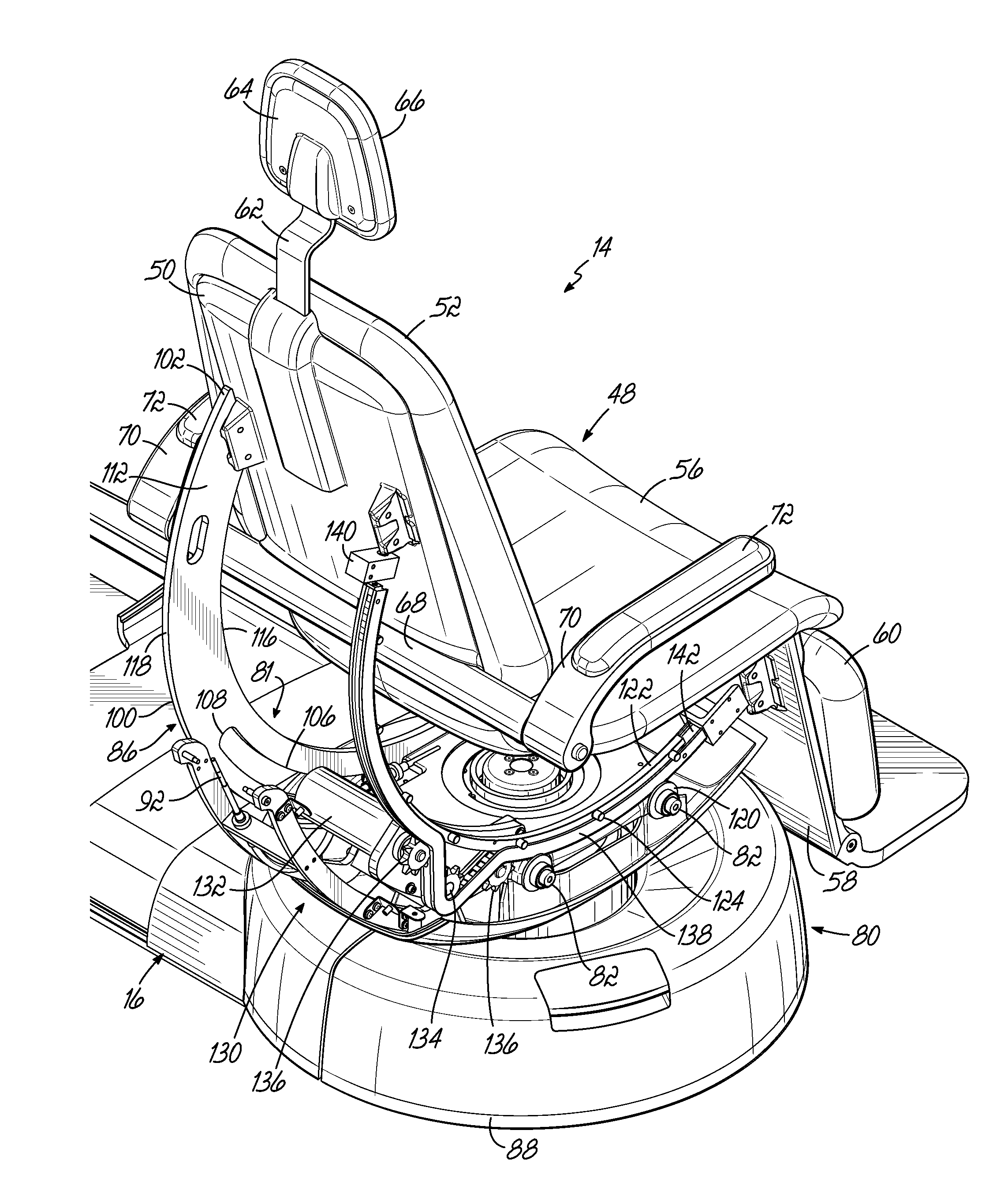 Ophthalmic examination chair having tilt drive assembly