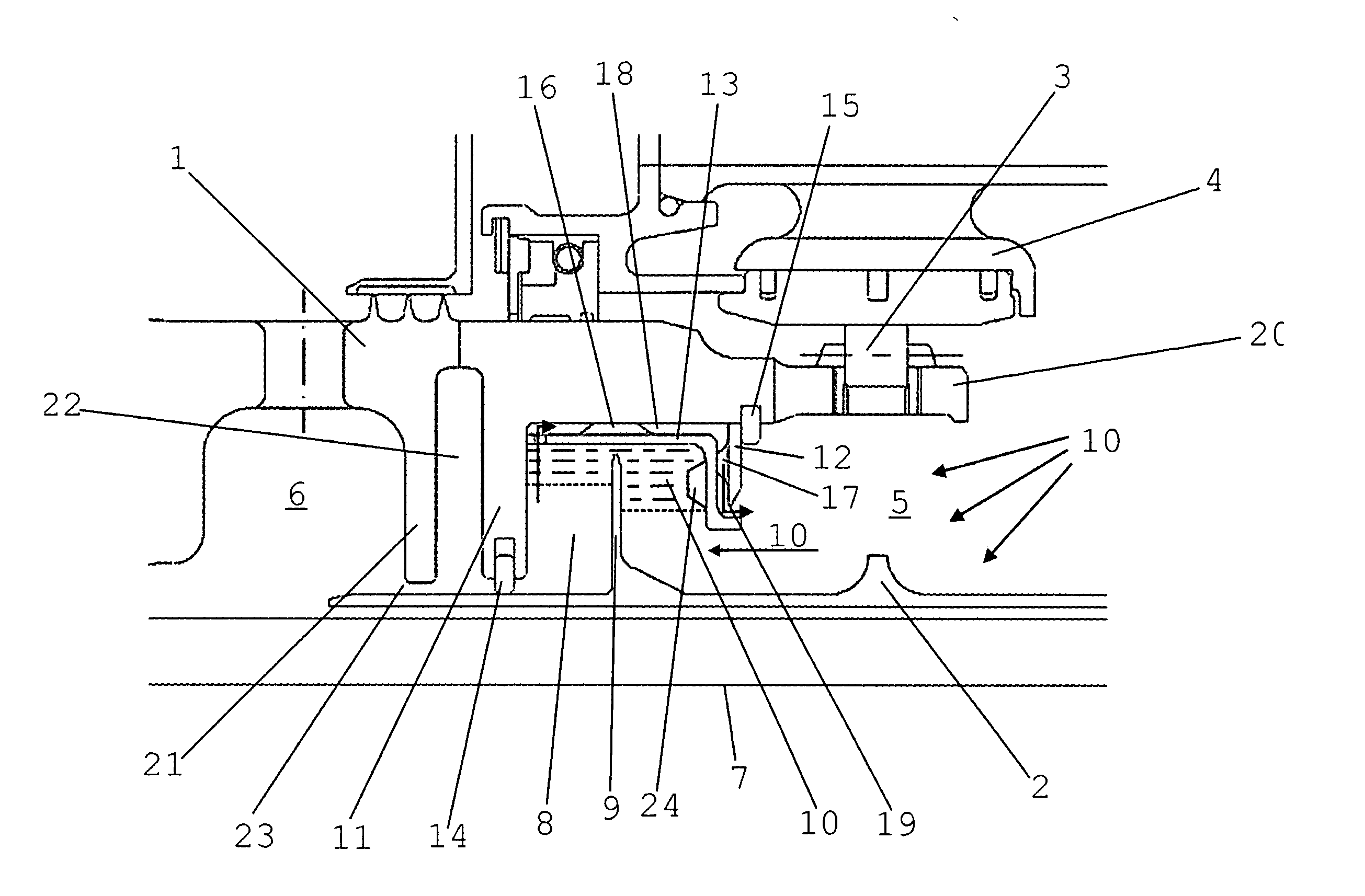 Hydraulic shaft sealing arrangement for high-temperature applications