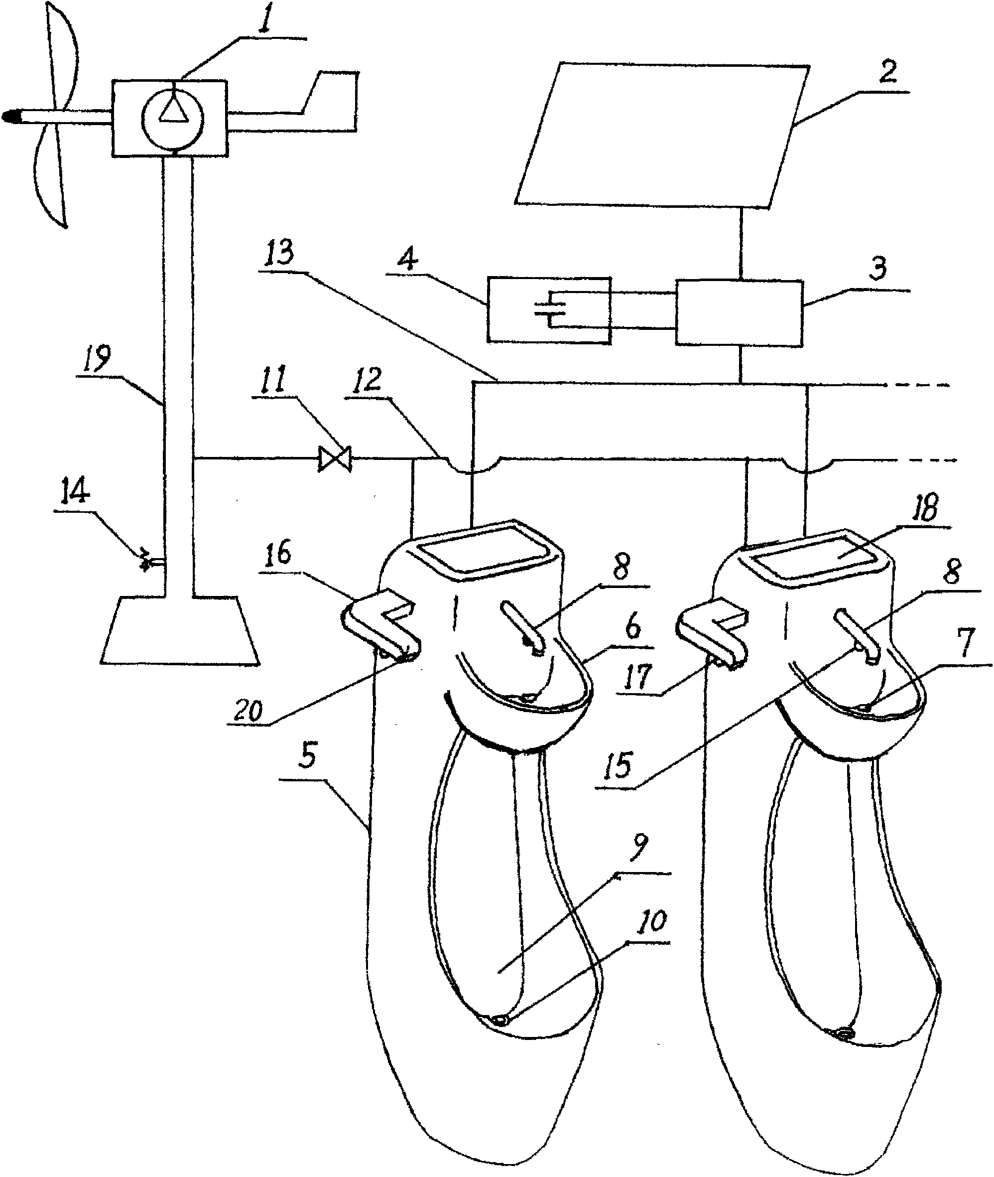 Control system of full natural energy water-saving vertical urinal