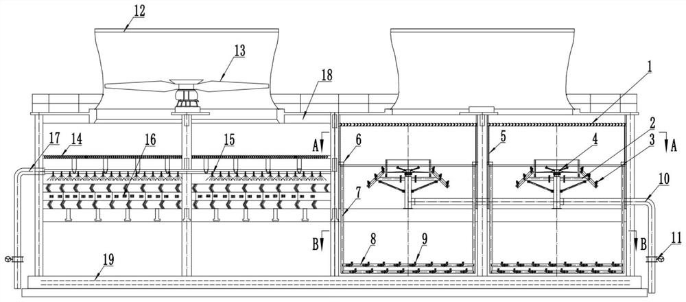 Method and device for transforming mechanical packed tower into jet flow spray energy-saving tower structure