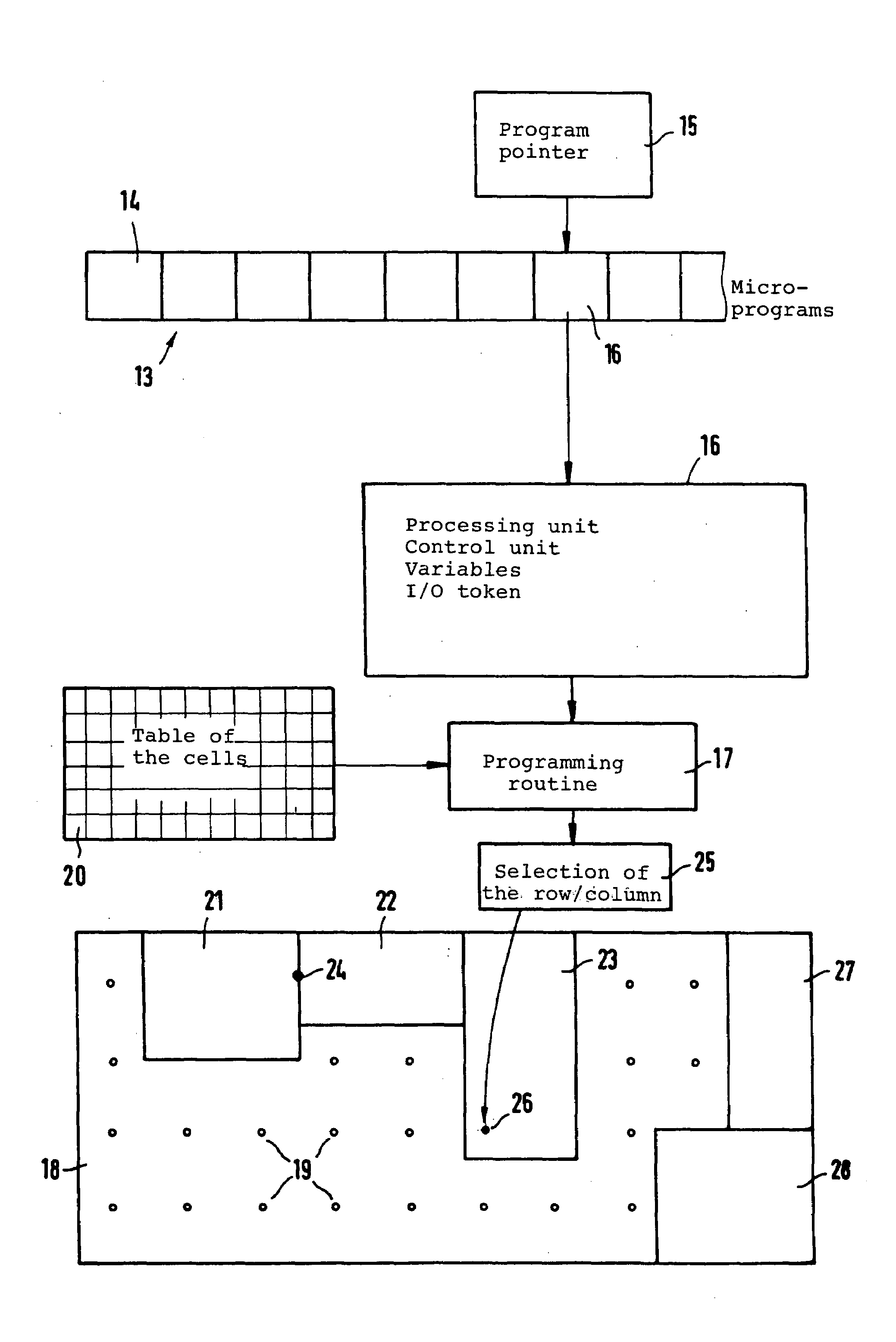 Reprogrammable microprogram based reconfigurable multi-cell logic concurrently processing configuration and data signals