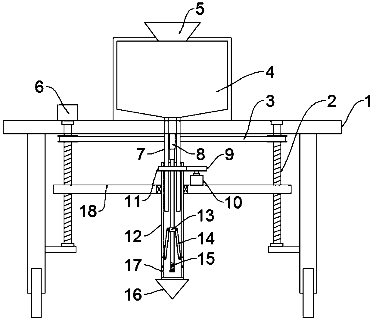 Pit-digging and seeding device for agricultural and byproduct planting