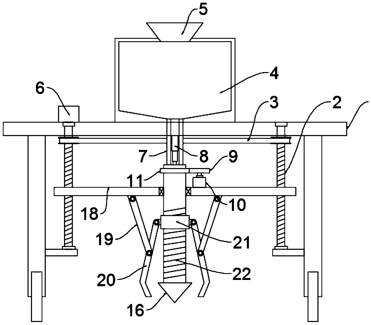 Pit-digging and seeding device for agricultural and byproduct planting