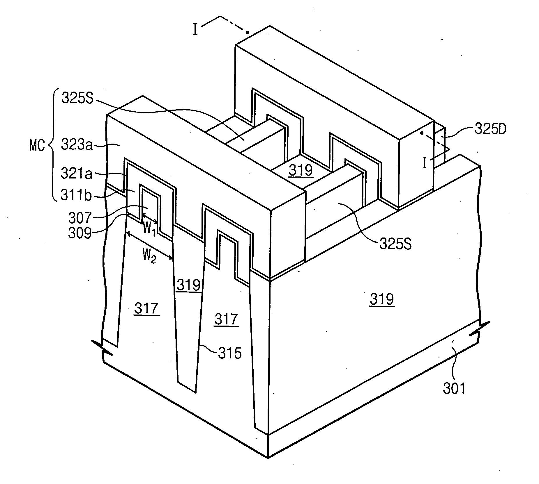 Methods of forming non-volatile semiconductor memory devices using prominences and trenches, and devices so formed