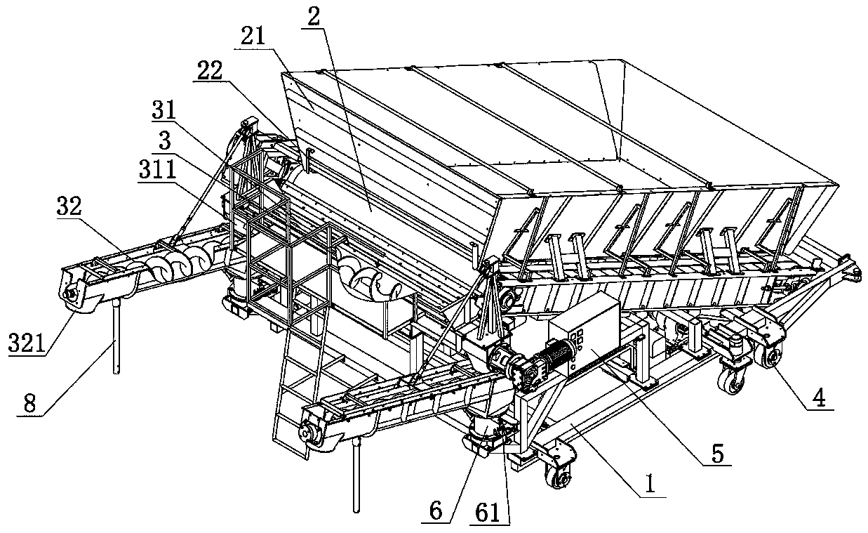 Mobile bagging machine for fermented materials and bagging application method of mobile bagging machine