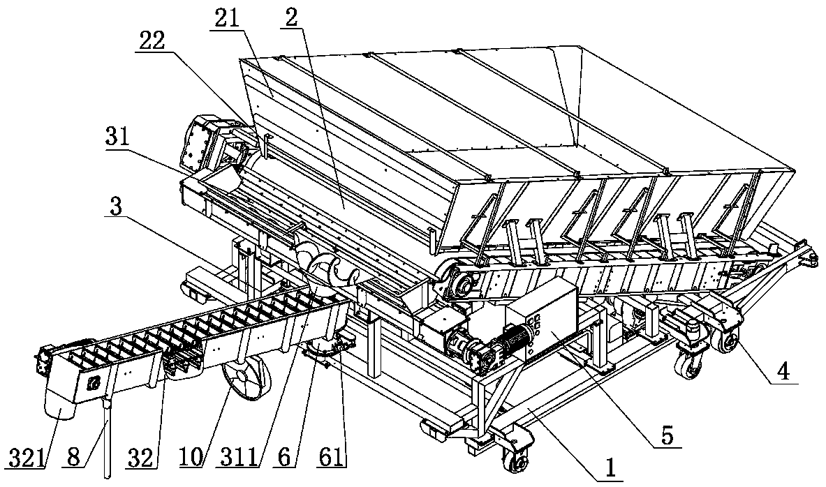 Mobile bagging machine for fermented materials and bagging application method of mobile bagging machine