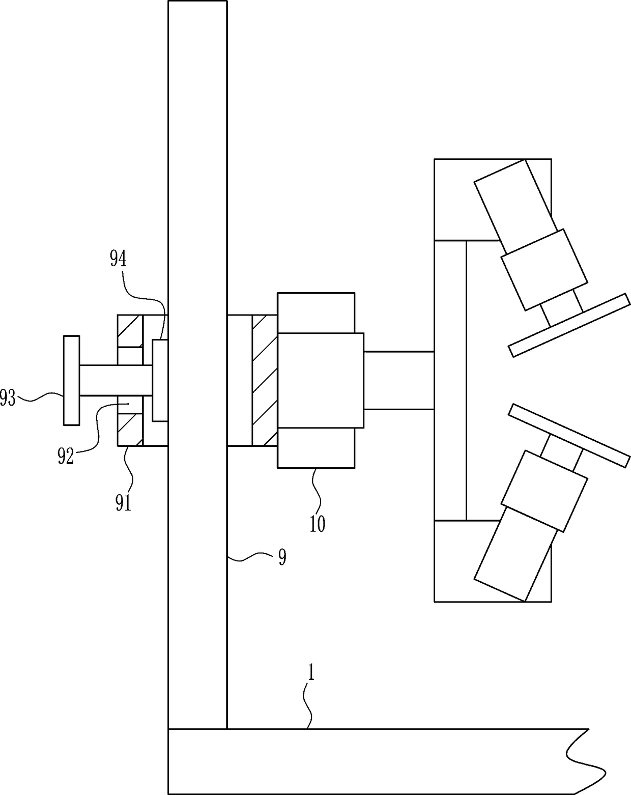 A glass side quick grinding device for a glass factory