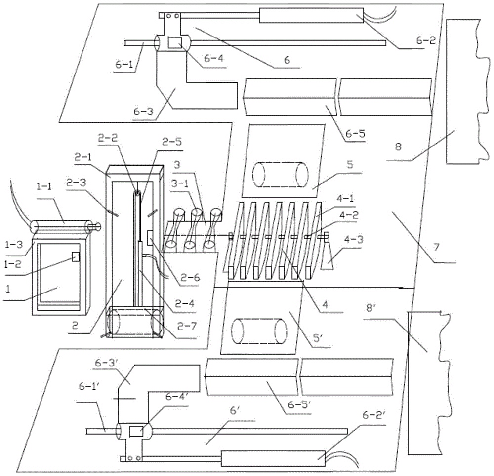 Automatic lifting and feeding device for cylindrical materials