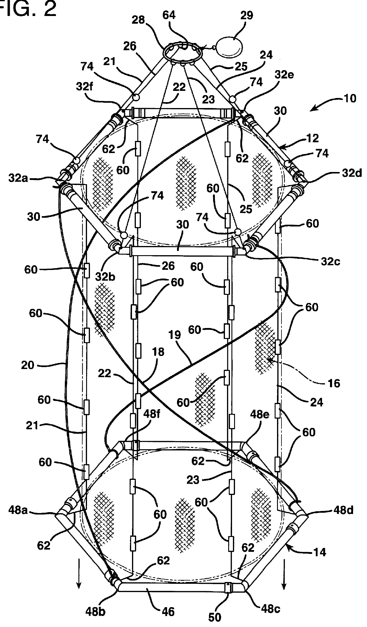 Twist closure drop fishing net