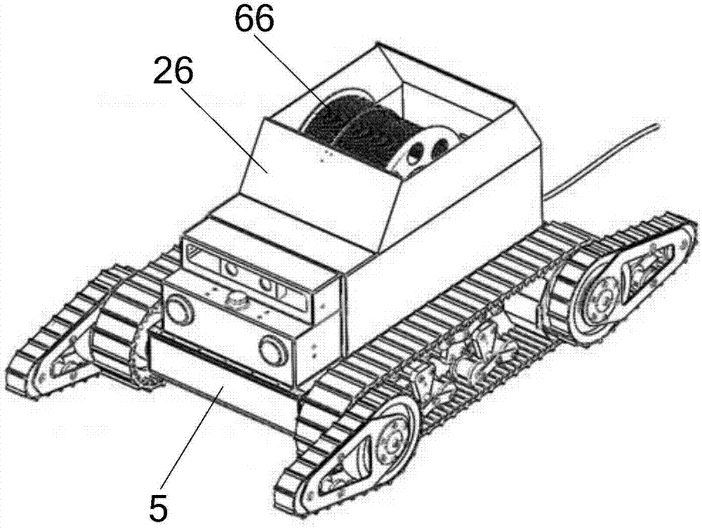 Wire-control coalmine rescue detection robot and cable extension and retraction method thereof