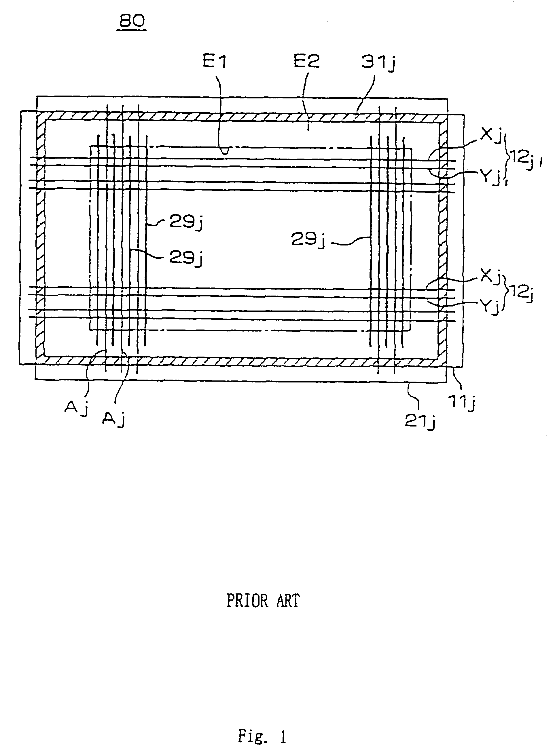 Surface discharge type plasma panel divided into a plurality of sub-screens