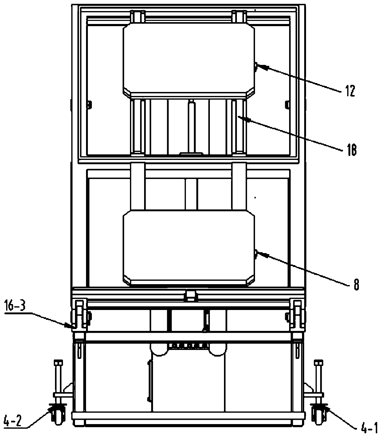 Anti-rollover device of automobile rollover test bench and test method using anti-rollover device